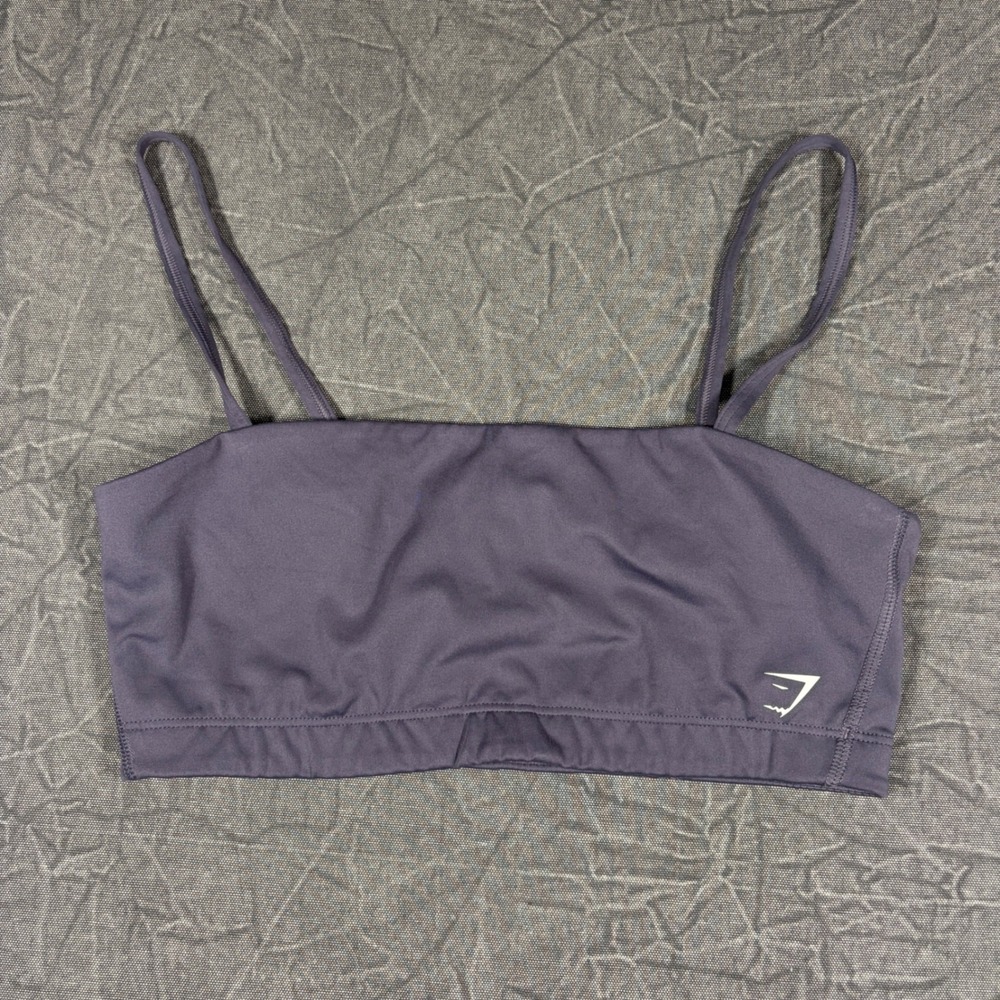 Gymshark Sports Bra Women S/M Purple Bandeau Adjustable Straps Activewear Logo